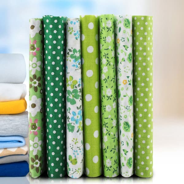7 st 25*25 cm bomullstyg DIY blandade rutor förskuret bäddset Quarters Bundle (grön)