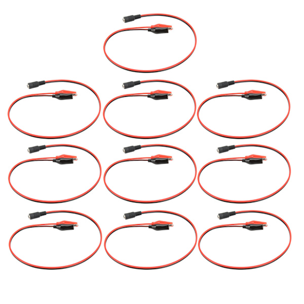 10 stk. Clip-til-DC-adapterkabel Professionelt fuld kobberkerne stabil transmission DC-til-dobbelt-clip-stik 19,7 tommer DC hun til klip