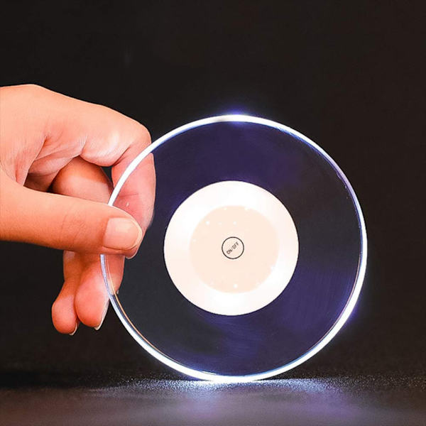 Gennemsigtig selvlysende Coaster Rund LED Cup Mat Drikkeglas Luminous Mat