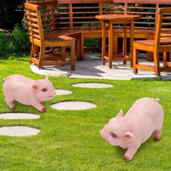 2 stk Landskap Hagemønster Gårdsplass Resin Høy Simulering Smågris Dekorasjon Dyr Gris Ornament