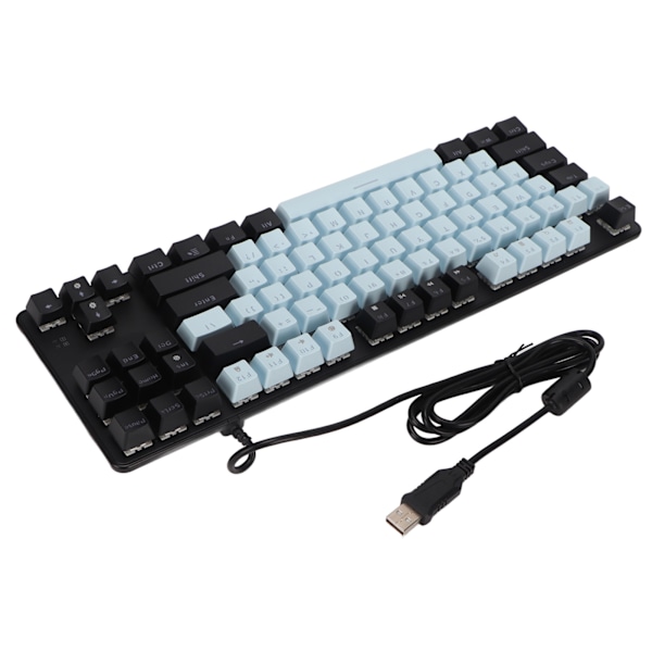 Mekanisk speltangentbord Blå brytare 87 tangenter RGB-bakgrundsbelysning USB-kabelansluten mekaniskt tangentbord för bärbar dator stationär dator Blå Svart