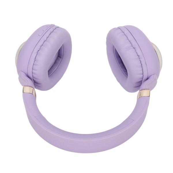 Bluetooth Gaming Headset Sød Tegneserie Kablet Trådløs Stereo Hovedtelefon med LED Lys til Spil Film Musik Lilla