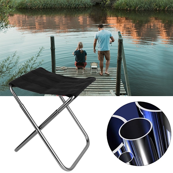 Mini bærbar sammenklappelig skammel i aluminiumlegering til udendørs stol til fiskeri, camping, picnic (sølv, M)