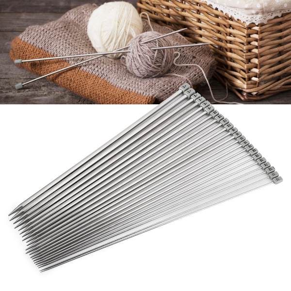 Rustfritt stål strikkepinne DIY heklenåler enkelt spiss verktøysett for genser skjerf håndarbeid