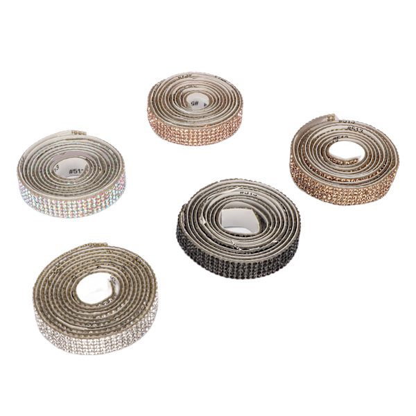 5 st självhäftande strassband 5 yards totalt 1 cm bredd klippbar DIY strassband för skor fotoramar