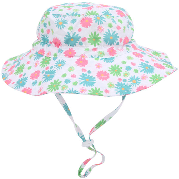 Justerbar strandhatt bøttehatt unisex baby gutt jente utendørs barn bøttehatt blå blomst S