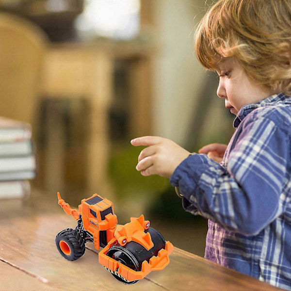 Dinosaur Børnelegetøj Dinosaur Ingeniørkøretøj Legetøj Bulldozer Gaffeltruck Model Legetøj Gaveuddeling Udsalg Zekai Orange