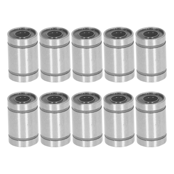 10 kpl lineaarinen liukulaakeri, seosteräs, 6 mm sisähalkaisija, 12 mm ulkohalkaisija, 19 mm pituus, LM6UU, koneisiin