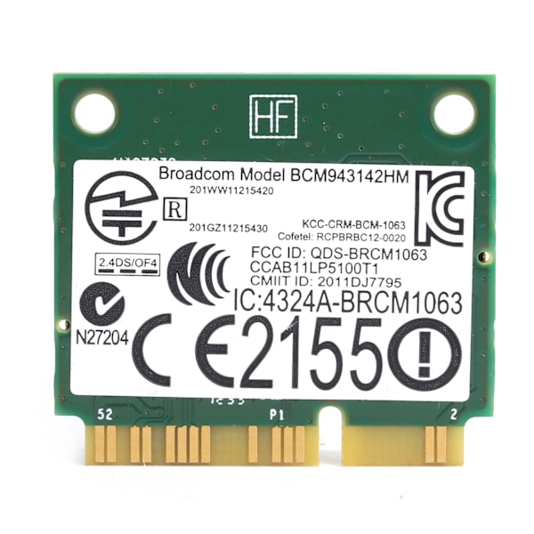 Langaton verkkokortti Mini PCI-E Wifi Bluetooth sovitin Dell xps 2710 17tr bcm943142hm