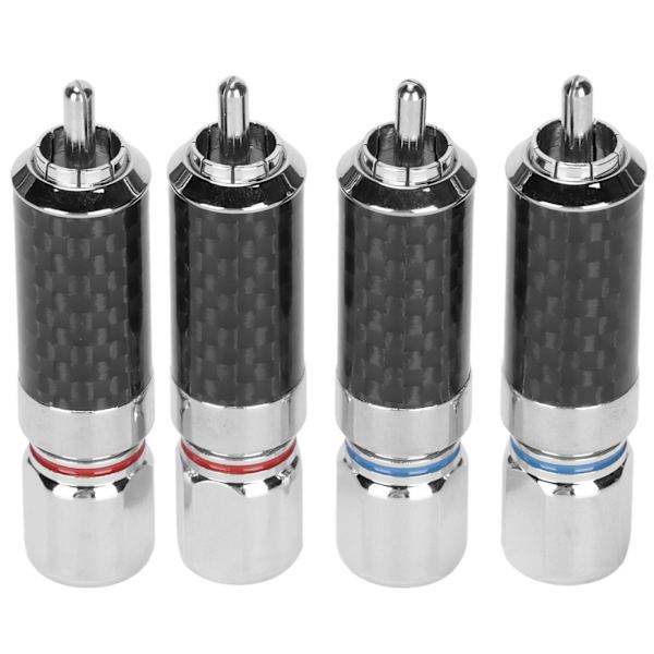 4 stk RCA-kontakt messing forkrommet lodde RCA-plugger rommer opptil 10 mm ledningsdiameter