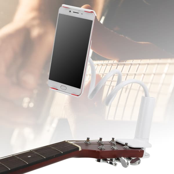 Gitarr Telefonhållare Clip Universal Plast Metall Musikinstrument Tillbehör 80mm Vit