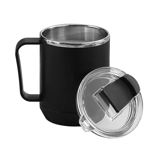Kaffemugg 460ml 304 Rostfritt Stål Foder Läckagesäker Elegant Bärbar Mugg för Utomhusaktiviteter Svart