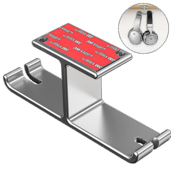 Aluminium dobbelt headset-holder til montering under skrivebordet - sølv