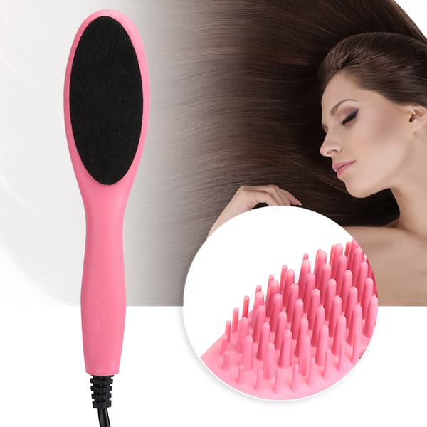 Mini Elektrisk Hårbørste Hurtig Opvarmning Hårkam Glattebørste Pink EU Stik 220V
