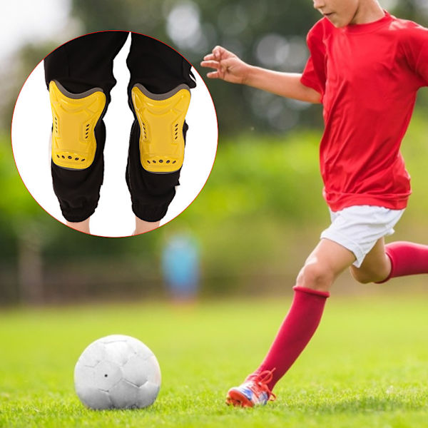 1 Pari Jalkapallo Shin Guards Lapsille Jalkapalloharjoittelu Suojauspehmusteet Soljen kanssa (keltainen)