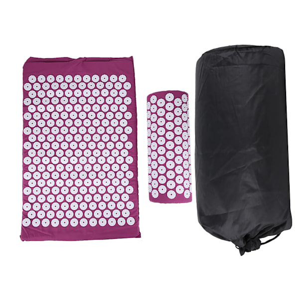 Akupressurmatta Set Akupunkturmassage Yoga Pad Mat Smärtlindring med bärväska Lila