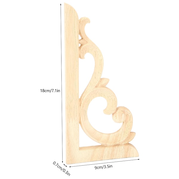 2 stk Treskjærte hjørneapplikasjon umalt klistremerke for hjemmemøbler treskjæring dekorativ