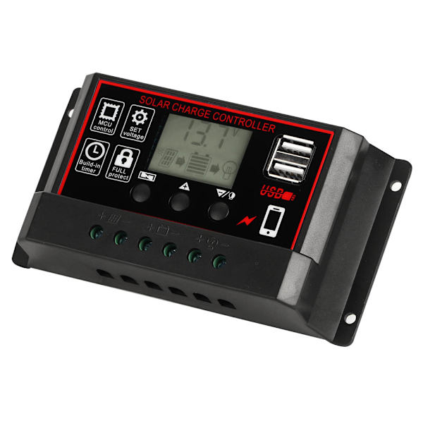 12V 24V 50A Solcelle Oplader Fotovoltaisk Controller USB 5V Output med Digitalt Display