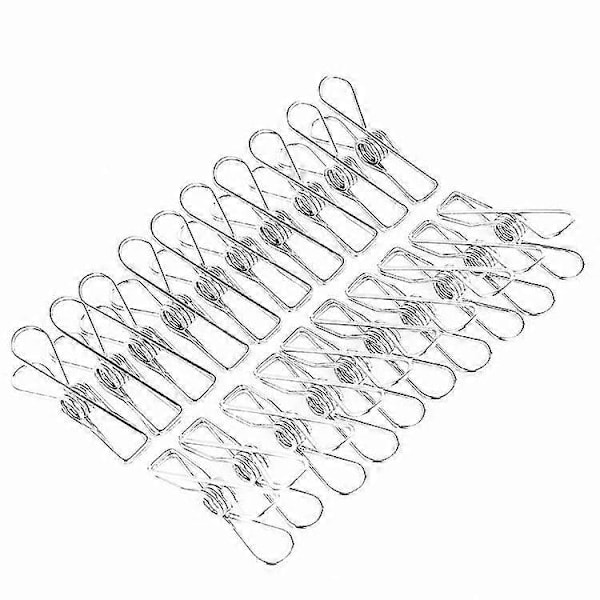 20 pakker rustfri stål tøjklemmer til sokker og tøj, 5,6*1,3 cm