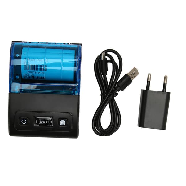 Bærbar termisk printer Multifunktionel Bluetooth 4.0 58 mm Mini termisk kvitteringsprinter til butik Restaurant Virksomhed EU-stik