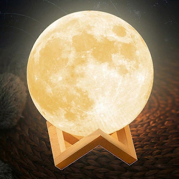 Flgoceys 3D-printad Månlampa, 16 Färger 3D Månljus med Ställ, Fjärrkontroll & Touchkontroll USB Uppladdningsbar Gåva för Baby Flickor Pojkar (5.9 tum)