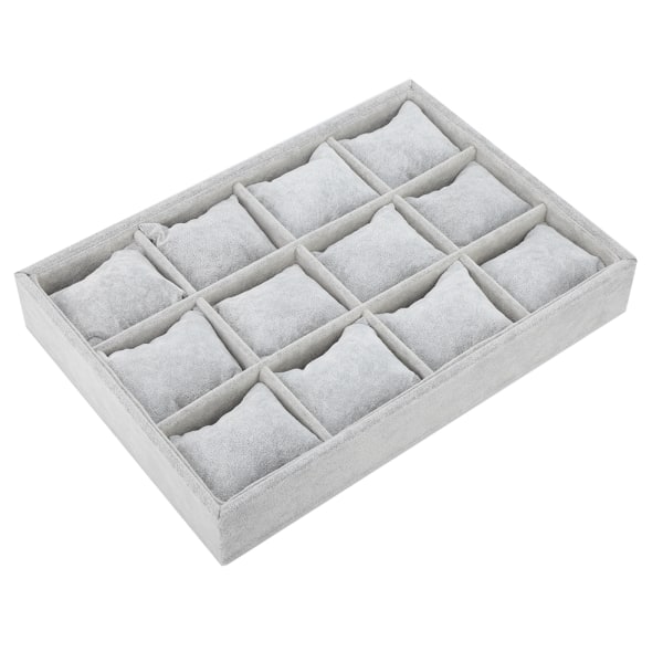 12 Grids Watch Oppbevaringsboks Armbånd Veske Organizer Smykker Display Container med pute
