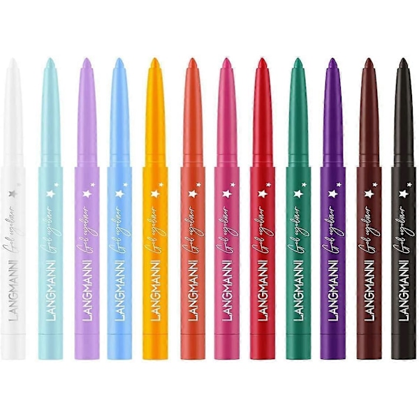 12 Färger Matt Eyeliner Set, Färgglad Regnbåge Neon Eyeliner Penna, Mjuk, Vattentät, Kladdfri, Långvarig Gel Eyeliner