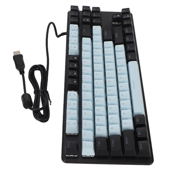 Mekanisk speltangentbord Blå brytare 87 tangenter RGB-bakgrundsbelysning USB-kabelansluten mekaniskt tangentbord för bärbar dator stationär dator Blå Svart