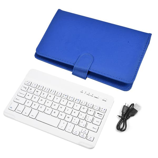 Bærbart trådløst Bluetooth-tastatur med læderetui til 4,5-6,8 tommer til IOS til Android og til Windows smartphones