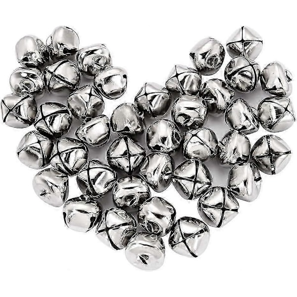 100 st Julbjällror, Metallhantverksbjällror i bulk, för Juldekoration DIY Smyckestillverkning - Silver - 10mm_SZXM