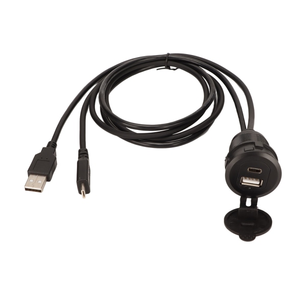 Dashboardmontert forlengelseskabel USB 2.0 Type C 2.0-port hann-til-kvinne spylepanel med lys