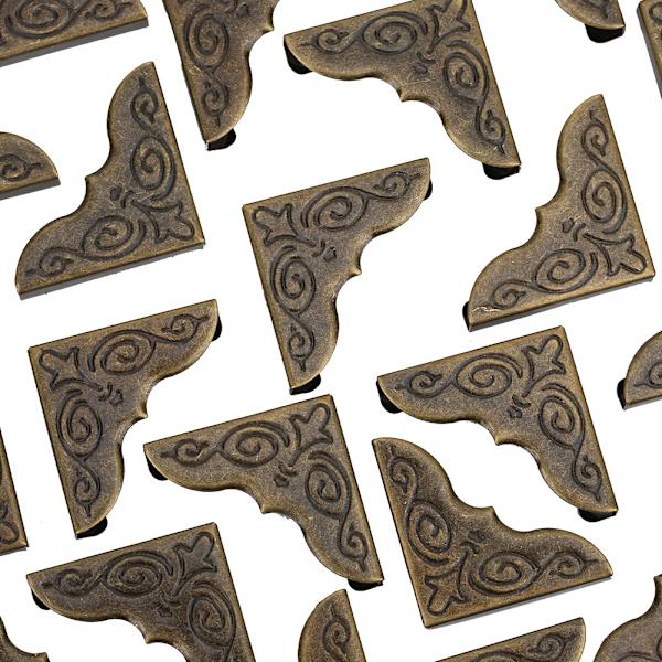 100 stk. æske hjørnebeskytter retro cyan bronze jern DIY albumbog kantbeskytter tilbehør25 mm sidelængde, 4 mm højde