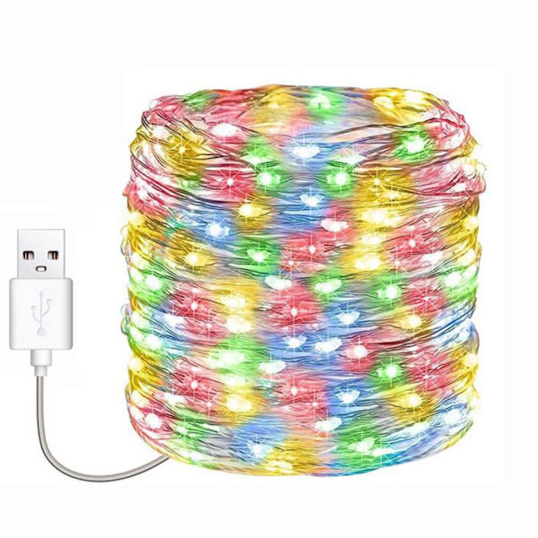 LED-ljusslinga med USB-strömförsörjning, koppartrådsljusslinga, vattentät, färgglad omgivningsbelysning för sovrums- och matrumsdekor