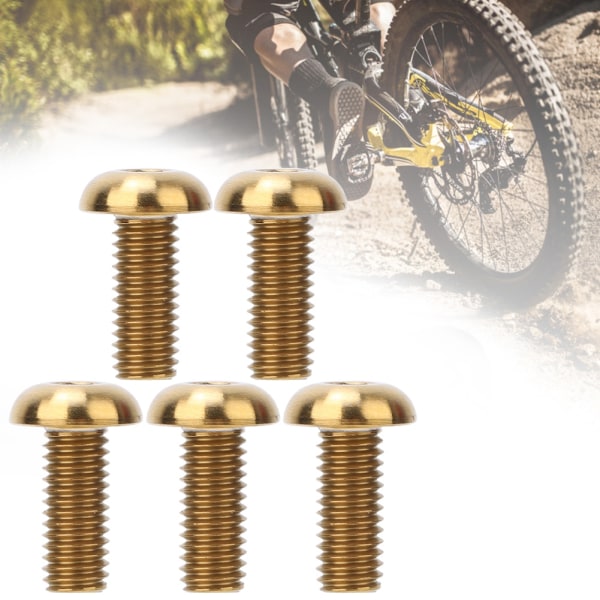 5 st / förpackning titanlegering M5*12 Cykel Vattenflaskhållare Bultar M5*10 Skivbromsskruvar (M5*12 Guld)