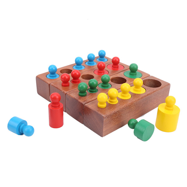 Cylinder Socket Block Sæt Træ Montessori Sensoriske Legetøj Tidlig Læring Baby Gave