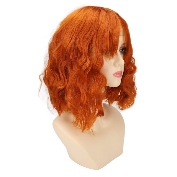 Paryk Varmebestandig Soft Touch Alsidig Orange Krøllet paryk med Air Bangs til Halloween Koncerter Temafester Bryllup Datoer