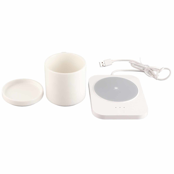 55℃ Mukikuppe Warmer USB-käyttöinen Maitokuppi Warmer 3 lämpötila-asetuksella Koti- ja Toimistopöydän Käyttöön Valkoinen