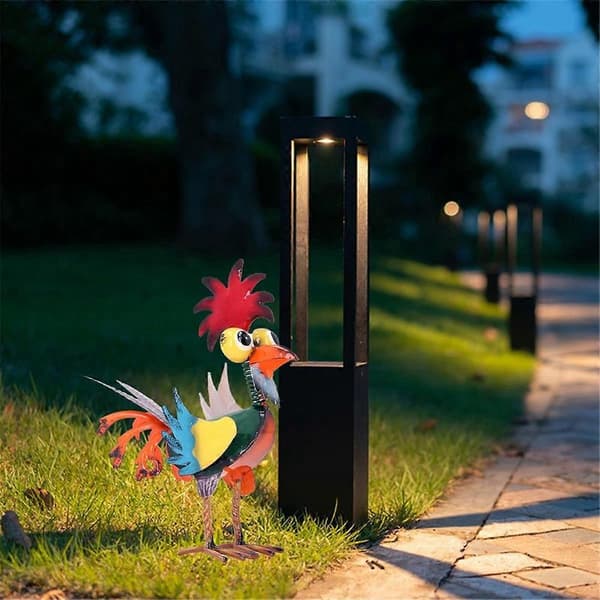 Metalhane-statue til haven - Havedekoration