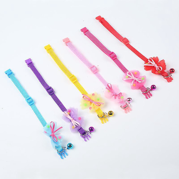 Set med 6 st Katt Halsband, Justerbar Längd 19cm-32cm Kattungehalsband, Katt- och Husdjurstillbehör