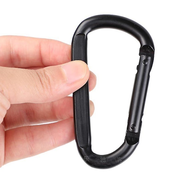 Twist Lock Klatrehake, Heavy-duty D-formet Klips for Klatring, Rappelling og Fjellklatring (Svart)