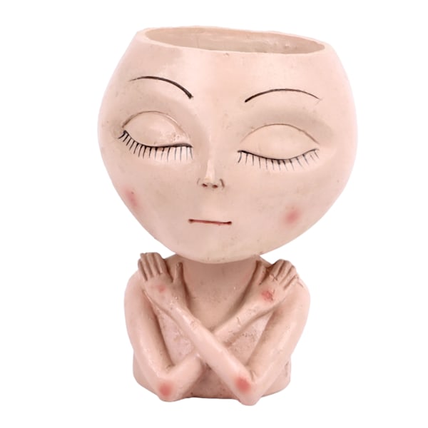 Face Head Planter Succulent Plant Flower Pot Resin Container Face Planter Pot with Drainage Hole for Indoor Outdoor Plants Squint