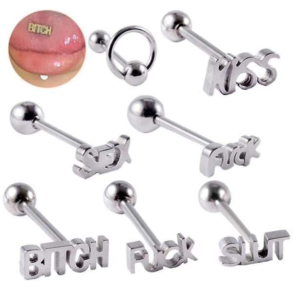 Set med 7 klara akrylretainer 16g för tragus, helix, läpp och broskpiercingar