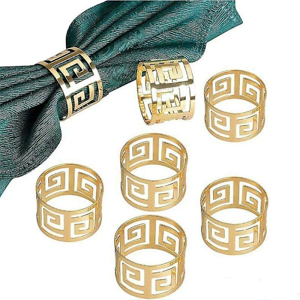 6 Stykker Servietringe Servietholdere Banket Servietring Middag Bryllup Juledekoration Borddekoration (Guld)
