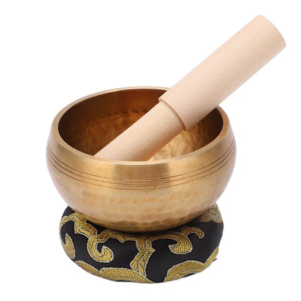 Sångskål Hand hamrande platt botten Lugn känsla Fridfull röst 8 cm kaliber Meditations Yogaskål för avkoppling