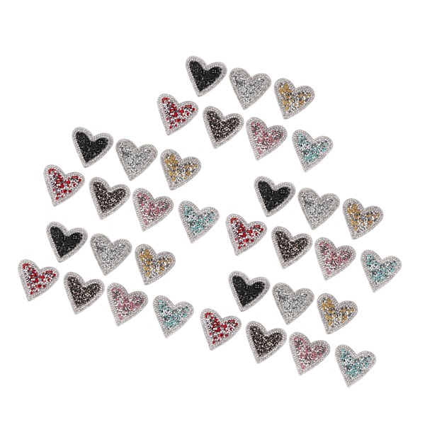 35 STK Hjerteform Rhinestone Patches Skinnende Glitter Applikationer DIY Patches til tøj Sko Hatte Telefon Shell
