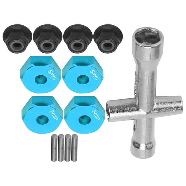 12mm Hjul 5mm Tjocklek Hex Adapter Kryssnyckel M4 Halkfri Mutter Set för 1/10 RC Bil (Blå)