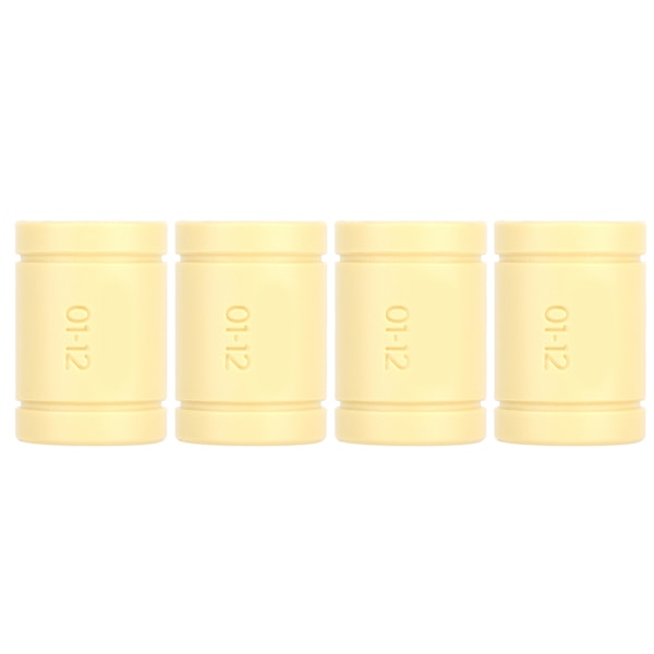 4 st lageraxlar i plast, gul LM12UU, solida polymerlinjära lager för 3D-skrivare RepRap Mendel RJMP‑01‑12