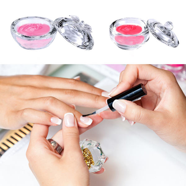 Mini glas nagelkonst akryl vätska pulver Dappen skål skål glas kristall kopp med lock för nagelkonst manikyrvård verktyg