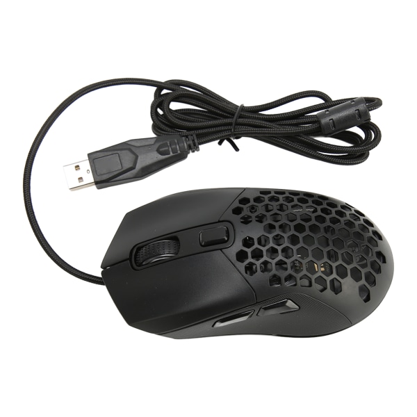 Honeycomb Gaming Mouse RGB Backlight 6 Programmerbare knapper 7200 DPI Letvægts Ergonomisk Wired Gaming Mus til PC Sort