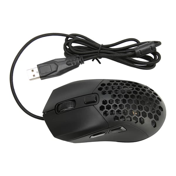 Honeycomb Gaming Mus RGB-baggrundsbelysning 6 Programmerbare knapper 7200 DPI Letvægts Ergonomisk Kablet Gaming Mus til PC Sort